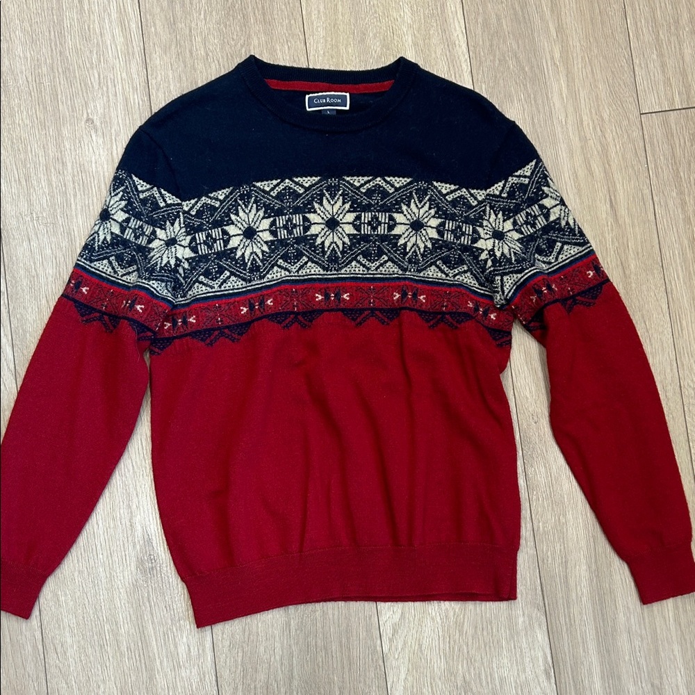 Club Room Red and Navy  Crewneck Sweater